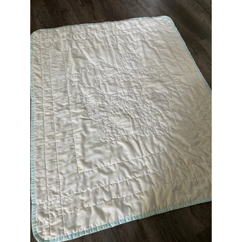 Vintage Disney Bambi Baby Quilt Yellow Thumper Flower Nursery Blanket